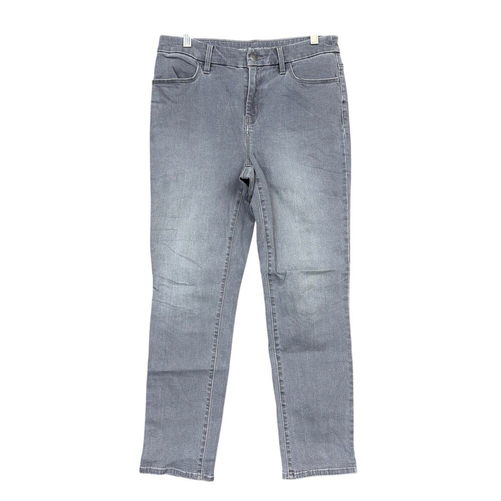 Chicos Womens Jeans Gray Perfect Stretch Girlfriend Slim Leg Ankle Stretch 0 (S)